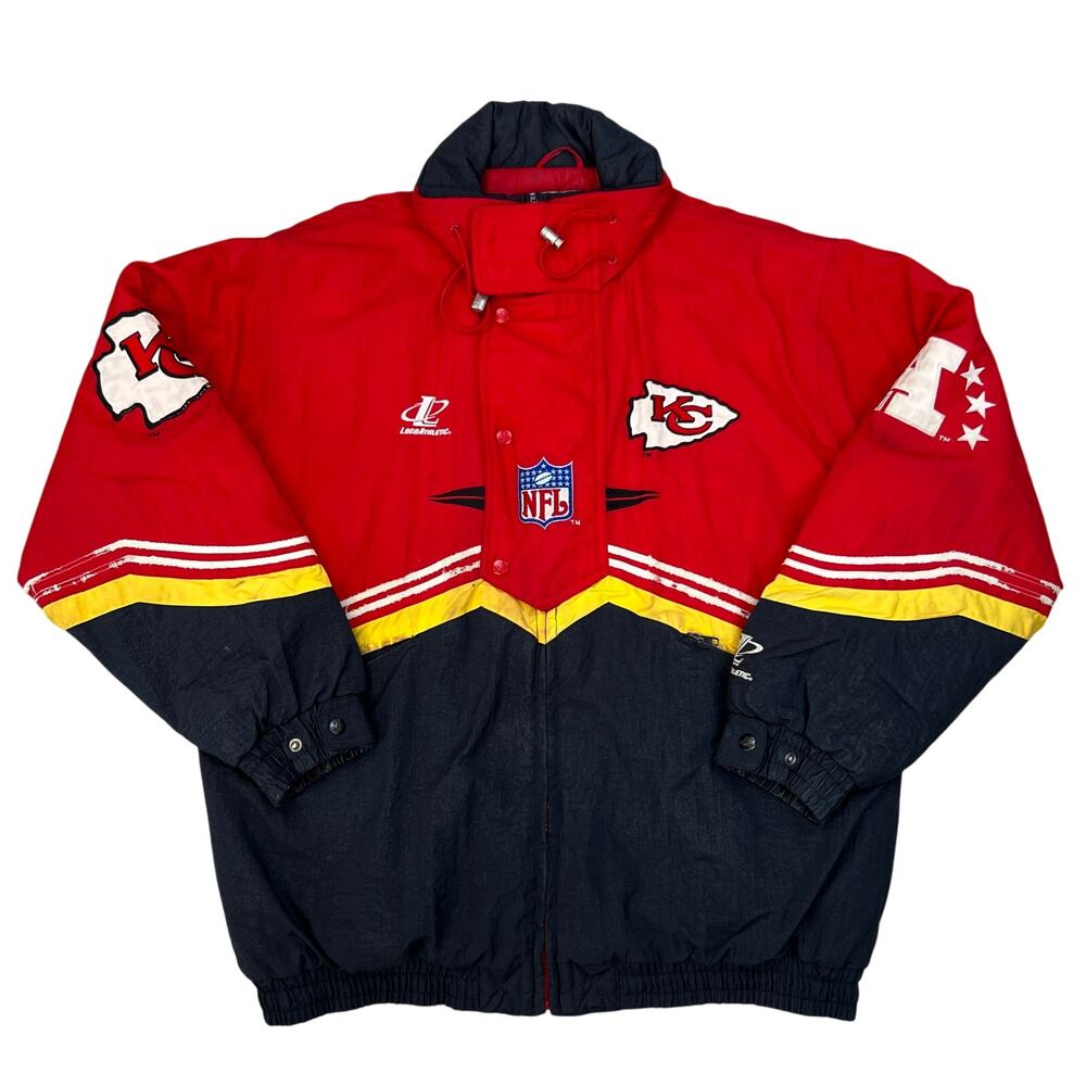Men's Vintage Kansas City Chiefs Football NFL Pro Line Logo Puffer Jacket (Sz L)